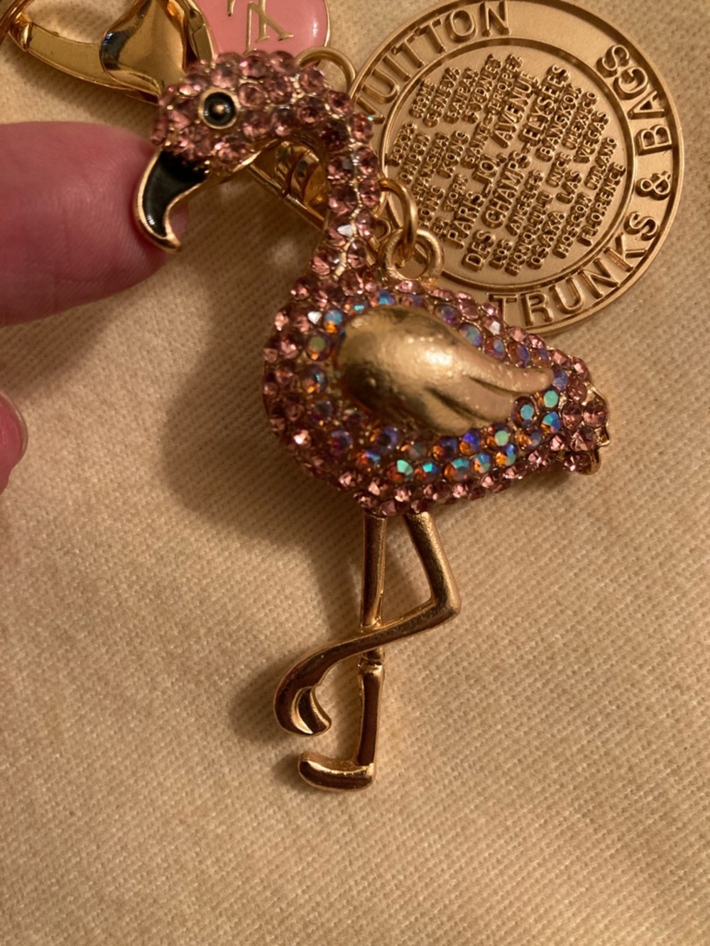 Louis Vuitton Upcycled Flamingo 🦩 Charm/Zipper Pull Purse Charm/Keychain NWOT - Picture 7 of 11